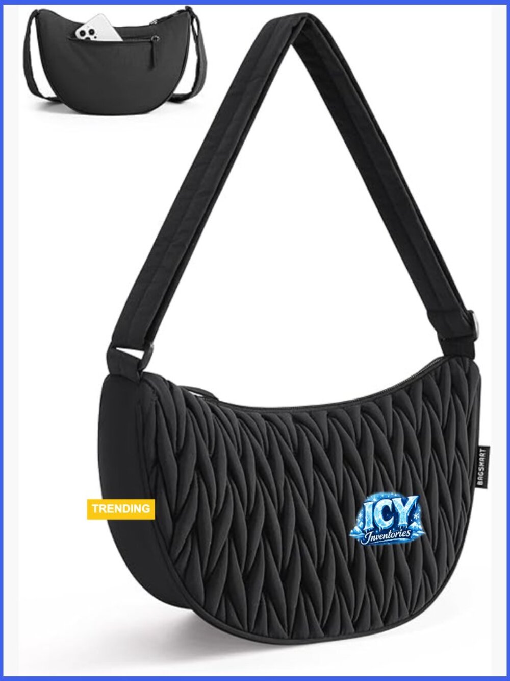 Quilted Hobo Crossbody Bag with Adjustable Strap and Pockets